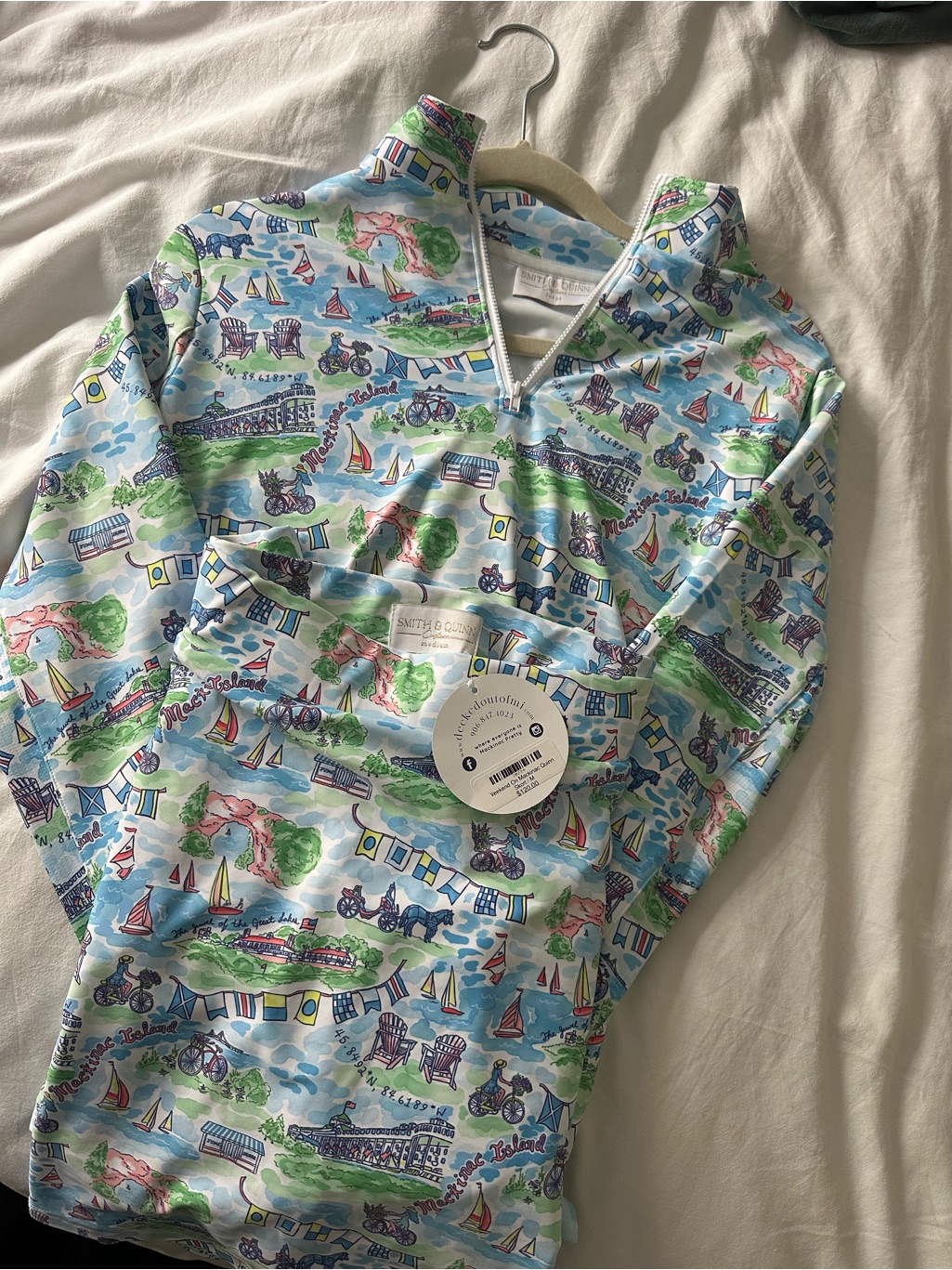 Rare Smith & Quinn Mackinac Island Print Pullover (L) And Skirt (M) Set
